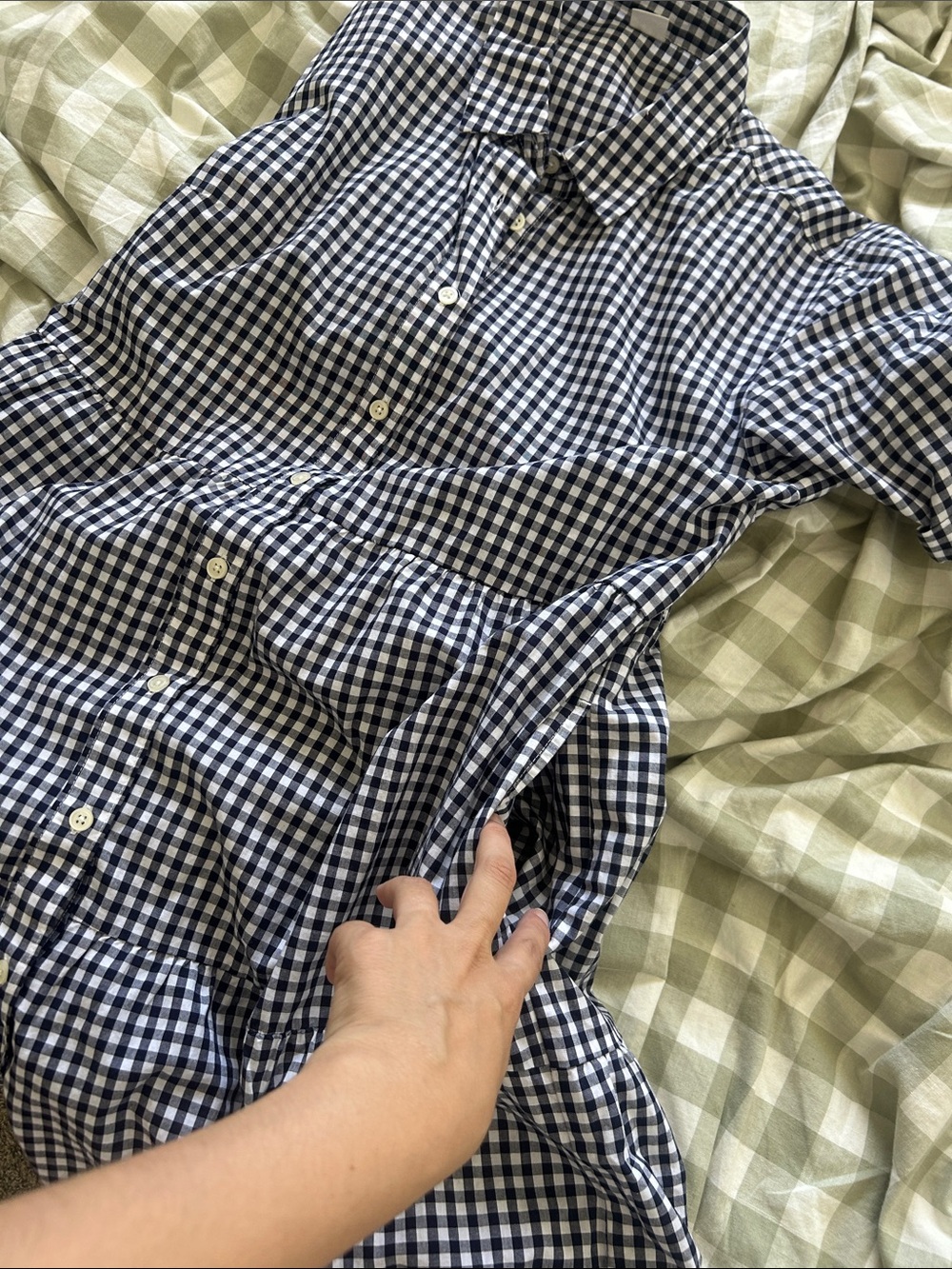 GAP Navy and White Gingham Button-Front Dress - Picture 3 of 4
